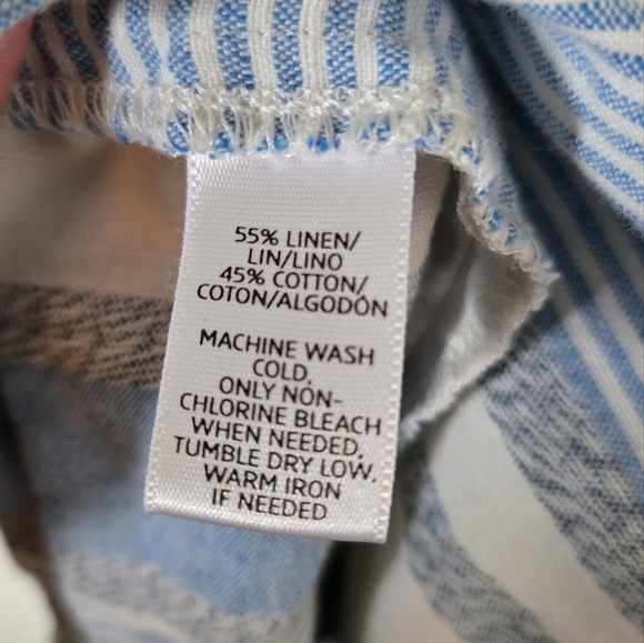 Lou & Grey Blue Striped Linen Dress Size Medium - Picture 6 of 6